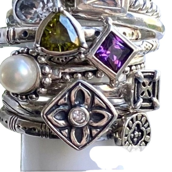 Silpada Silver Twisted Band Ring with Emerald-Cut Crystal size 7 - Picture 5 of 5